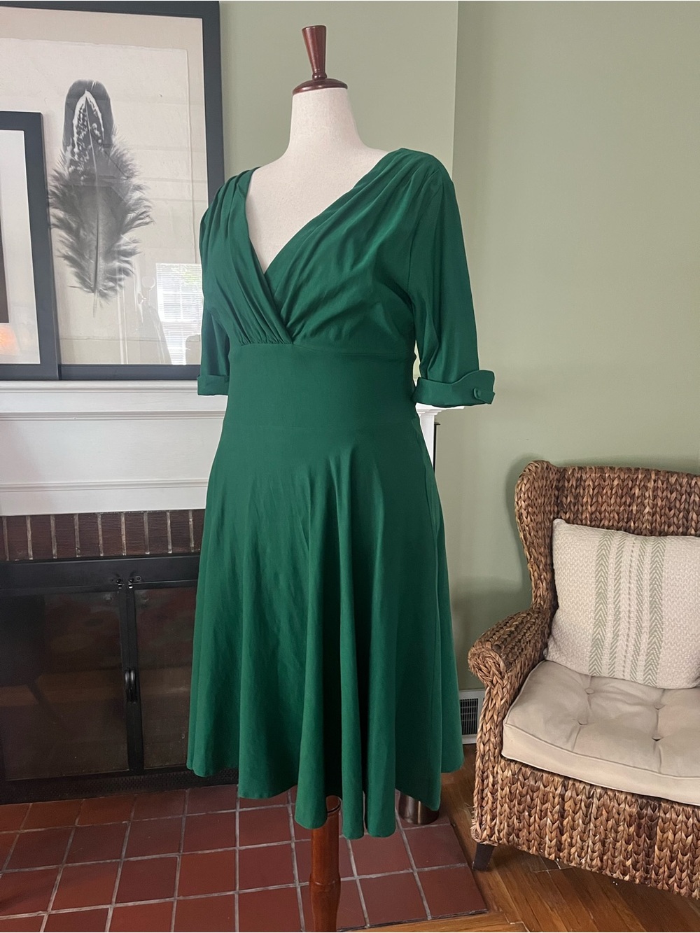 Unique Vintage Dolores Swing Dress | Emerald Green | 4X